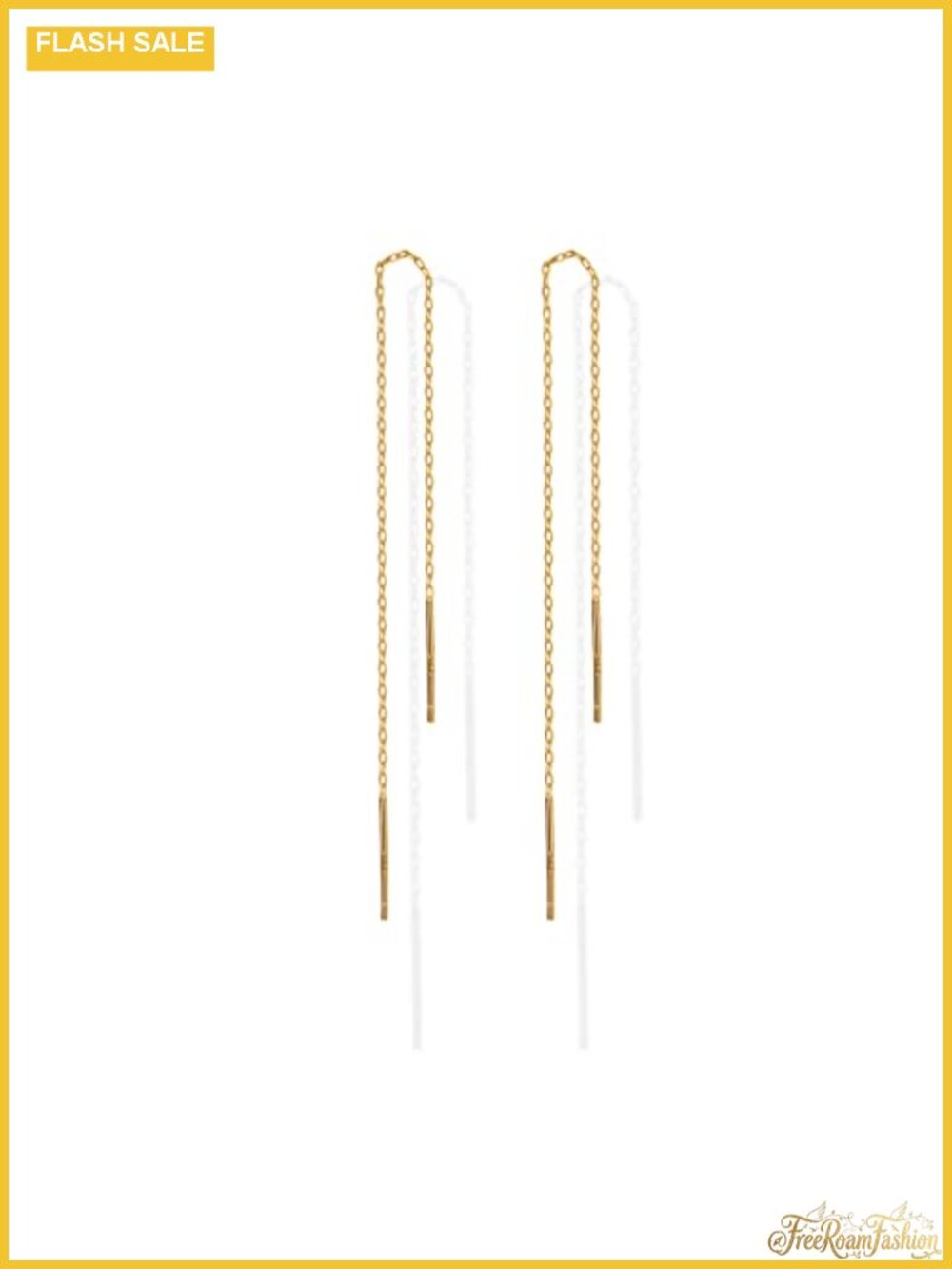 14K Gold Plated Threader Earrings 925 Sterling Silver Posts Chain Dangle